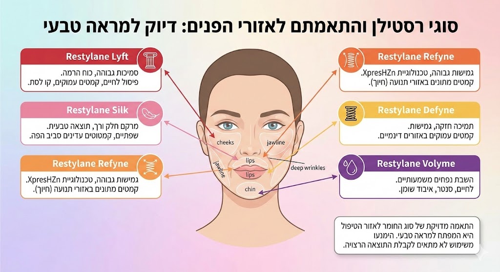 סוגי רסטלין קיימים וכיצד מתאימים אותם לאזורי הפנים השונים